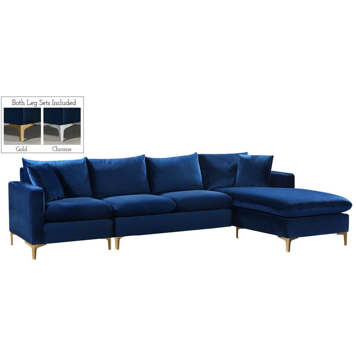 Meridian Furniture Naomi Navy Velvet 2pc. Reversible SectionalMeridian Furniture - 2pc. Reversible Sectional - Minimal And Modern - 1