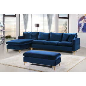 Meridian Furniture Naomi Navy Velvet 3pc. Sectional-Minimal & Modern