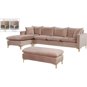 Meridian Furniture Naomi Pink Velvet 2pc. Reversible Sectional