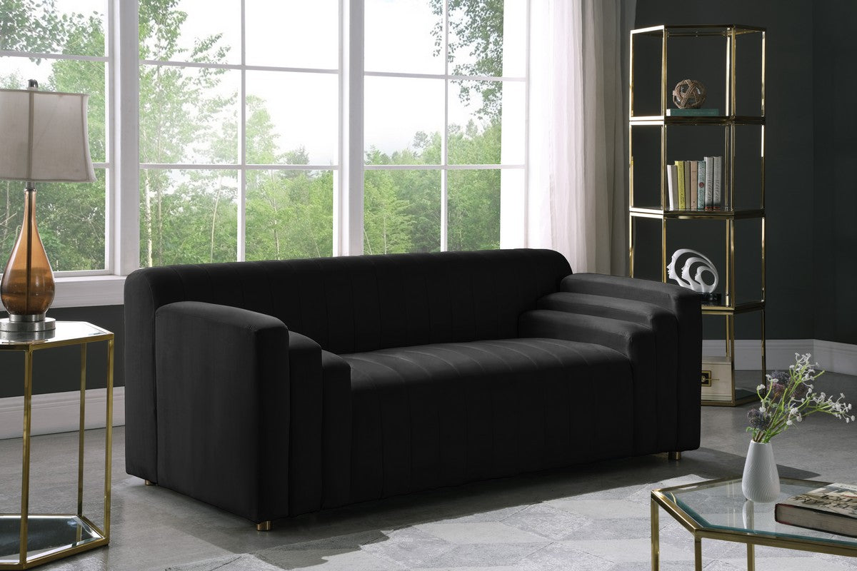 Meridian Furniture Naya Black Velvet Loveseat