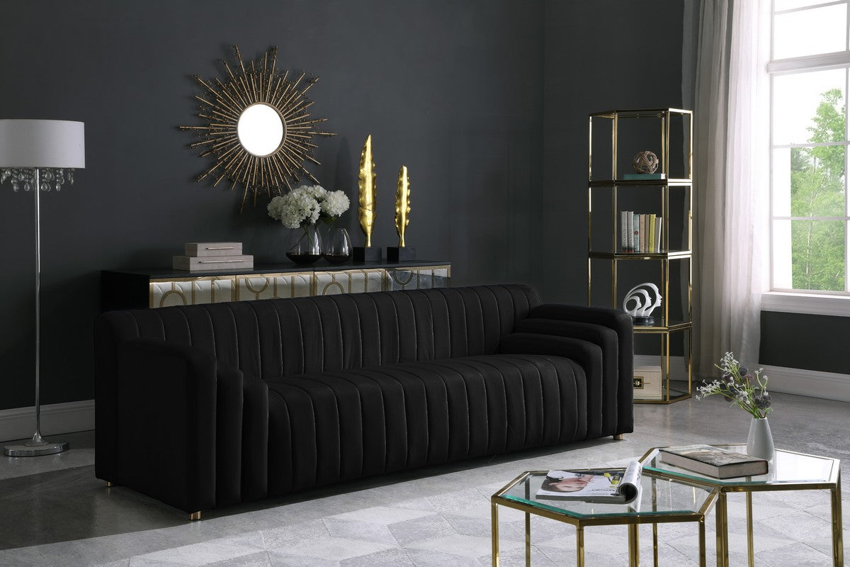 Meridian Furniture Naya Black Velvet Sofa