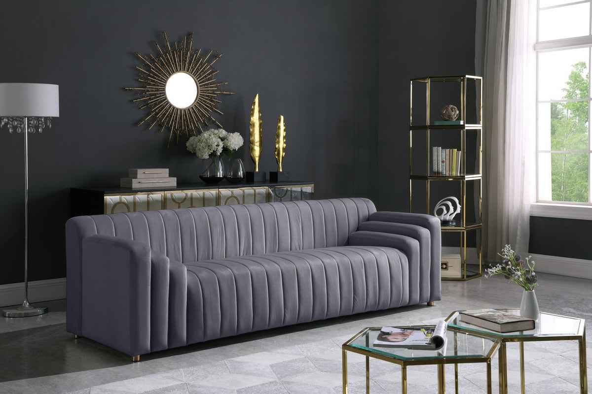 Meridian Furniture Naya Grey Velvet Sofa
