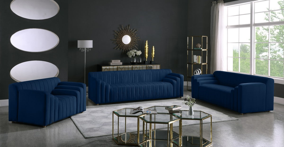 Meridian Furniture Naya Navy Velvet Sofa