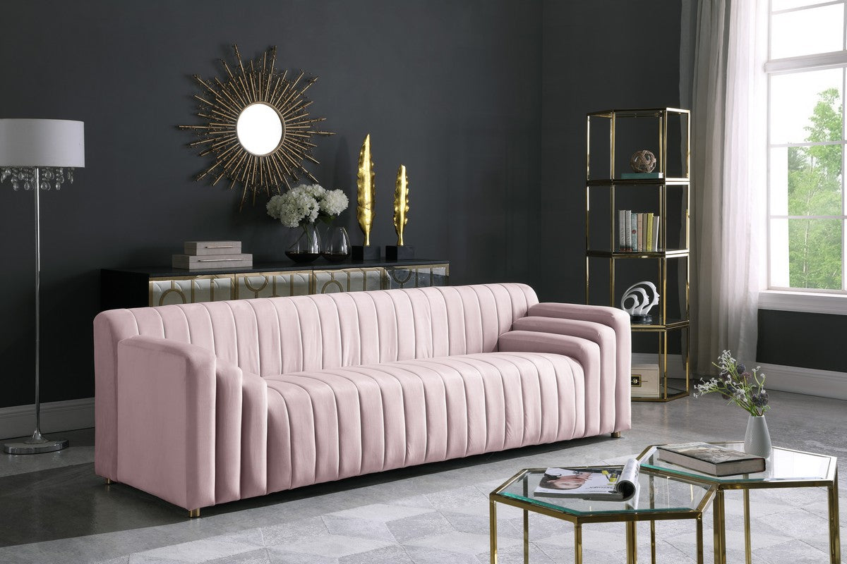 Meridian Furniture Naya Pink Velvet Sofa