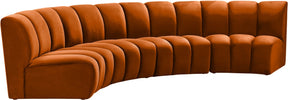 Meridian Furniture Infinity Cognac Velvet 4pc. Modular Sectional