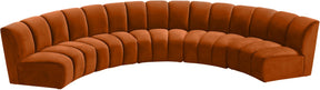 Meridian Furniture Infinity Cognac Velvet 5pc. Modular Sectional
