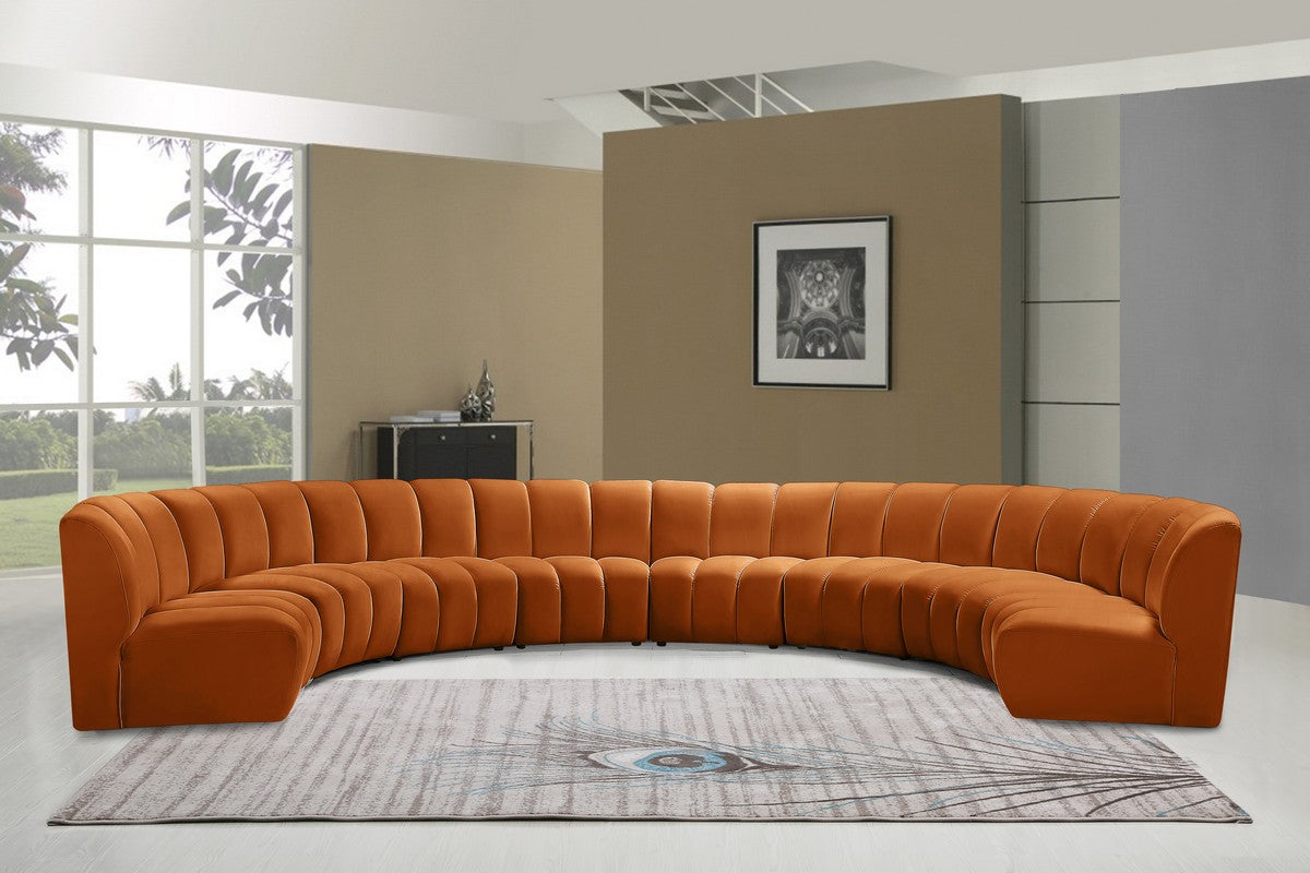 Meridian Furniture Infinity Cognac Velvet 8pc. Modular Sectional