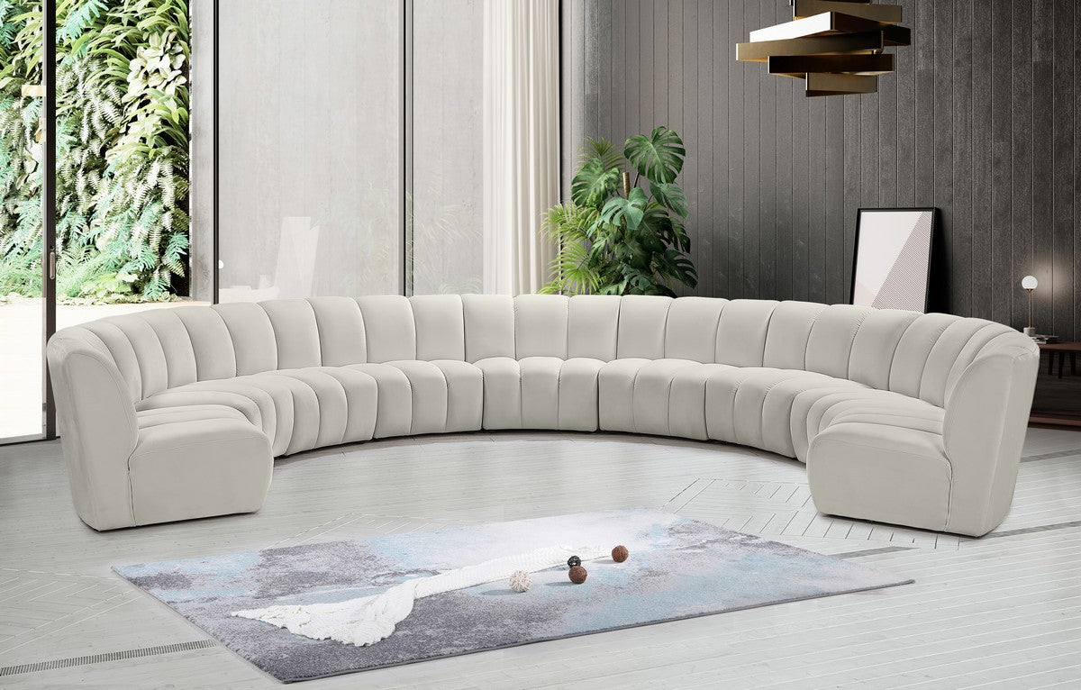 Meridian Furniture Infinity Cream Velvet 9pc. Modular Sectional