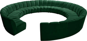 Meridian Furniture Infinity Green Velvet 12pc. Modular Sectional