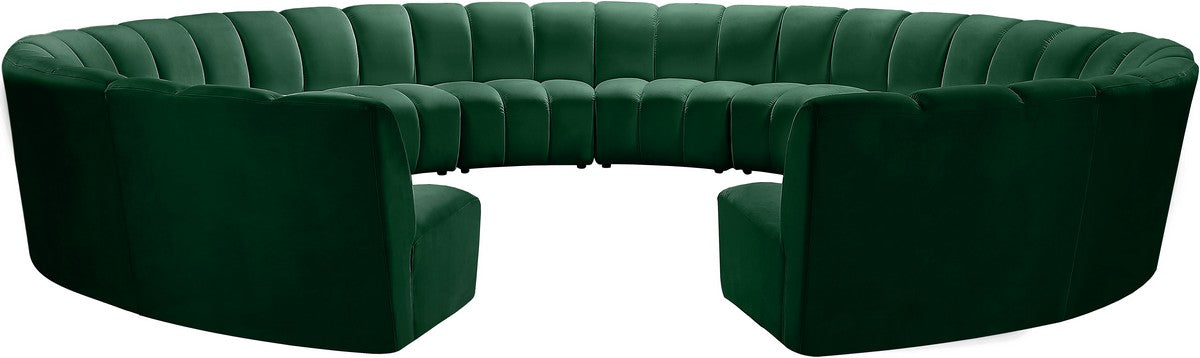 Meridian Furniture Infinity Green Velvet 12pc. Modular Sectional