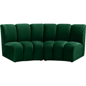Meridian Furniture Infinity Green Velvet 2pc. Modular SectionalMeridian Furniture - 2pc. Modular Sectional - Minimal And Modern - 1
