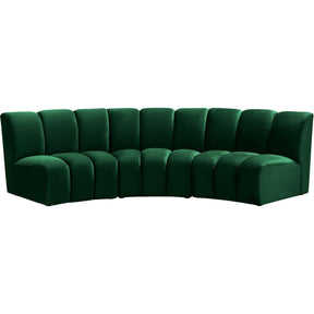 Meridian Furniture Infinity Green Velvet 3pc. Modular SectionalMeridian Furniture - 3pc. Modular Sectional - Minimal And Modern - 1
