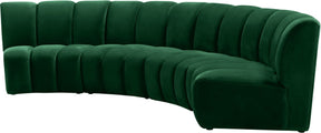 Meridian Furniture Infinity Green Velvet 4pc. Modular Sectional