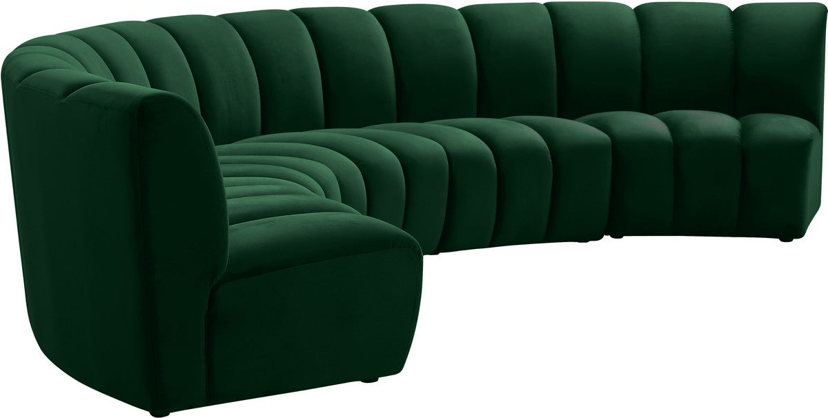 Meridian Furniture Infinity Green Velvet 5pc. Modular Sectional
