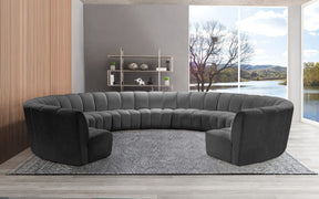 Meridian Furniture Infinity Grey Velvet 11pc. Modular Sectional