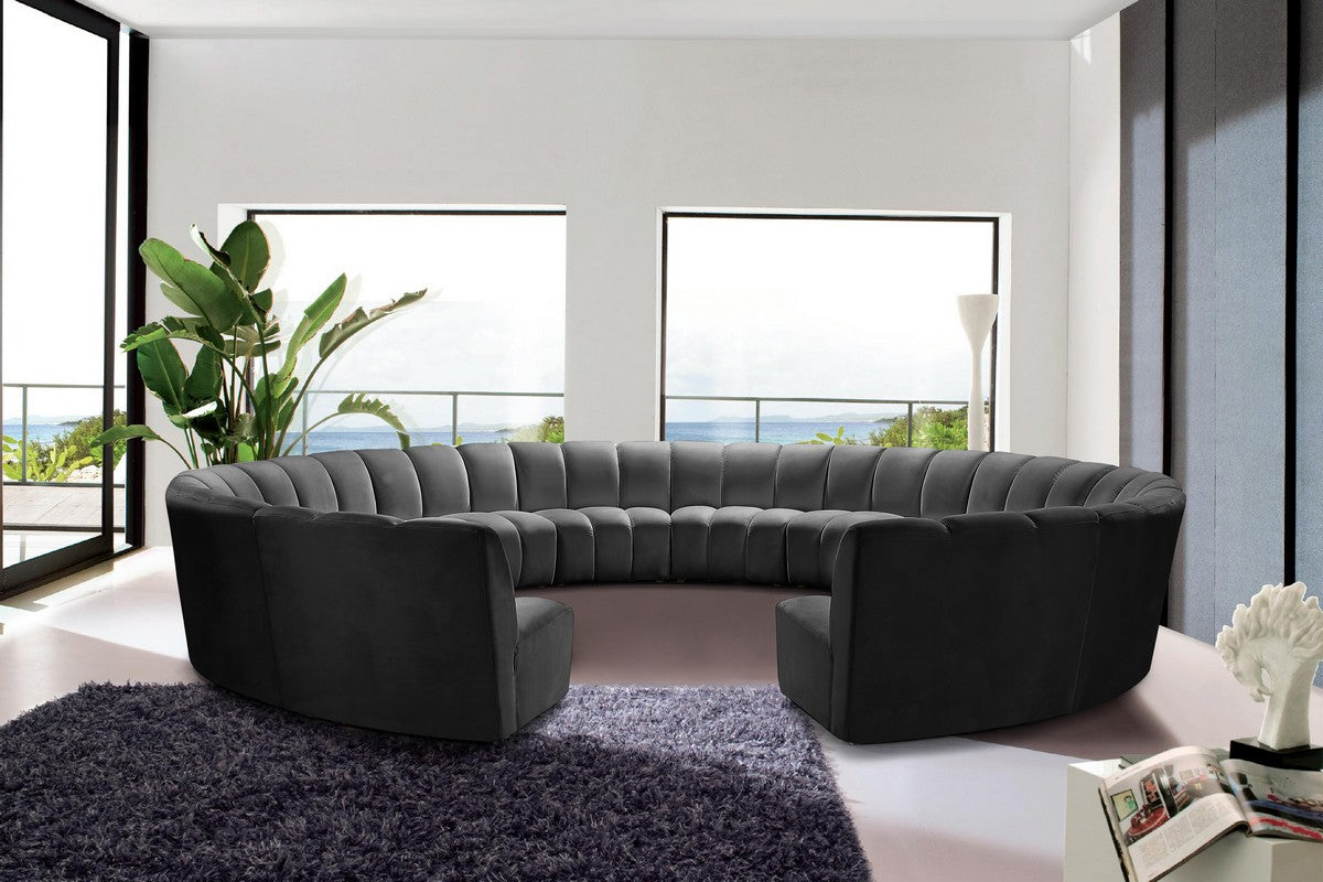 Meridian Furniture Infinity Grey Velvet 12pc. Modular Sectional