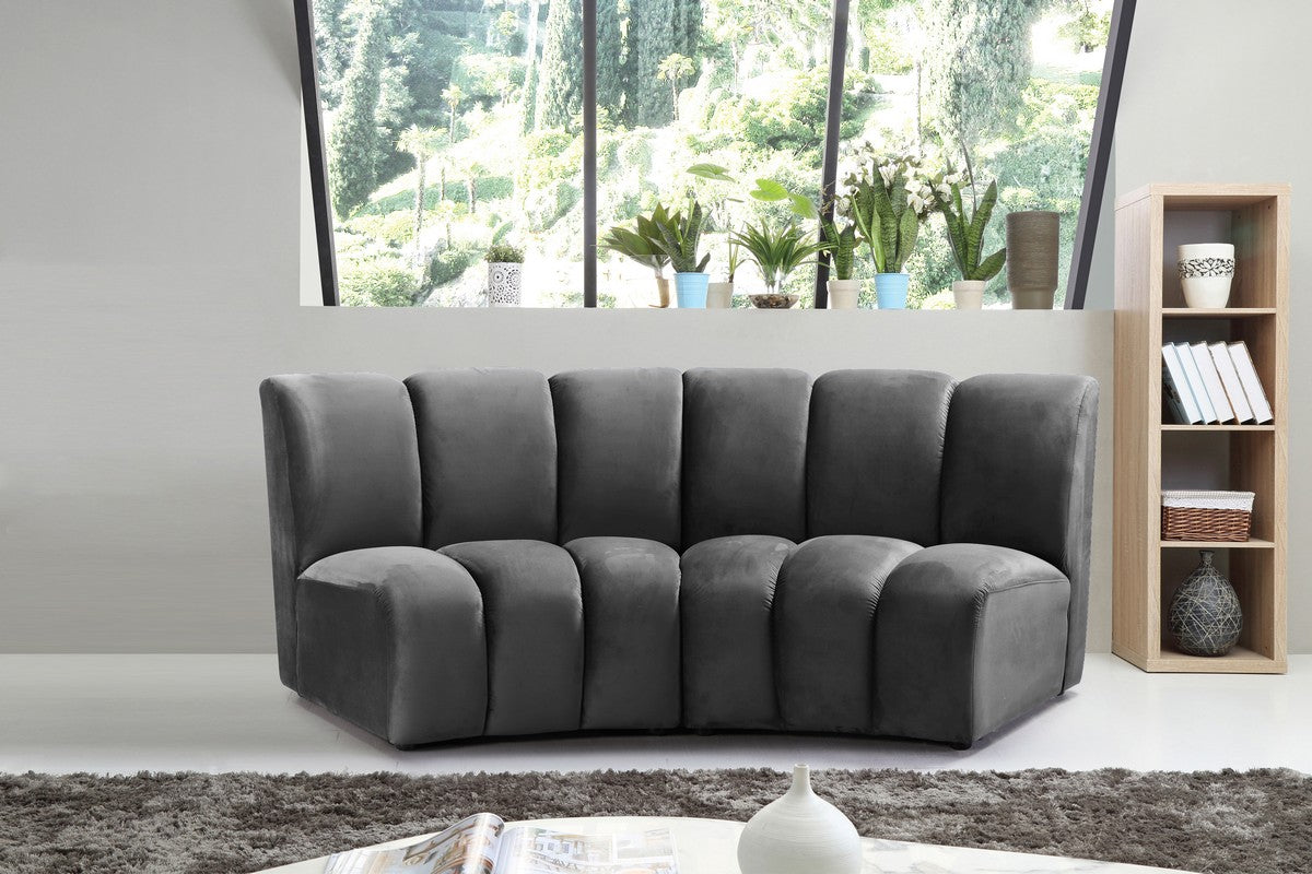 Meridian Furniture Infinity Grey Velvet 2pc. Modular Sectional