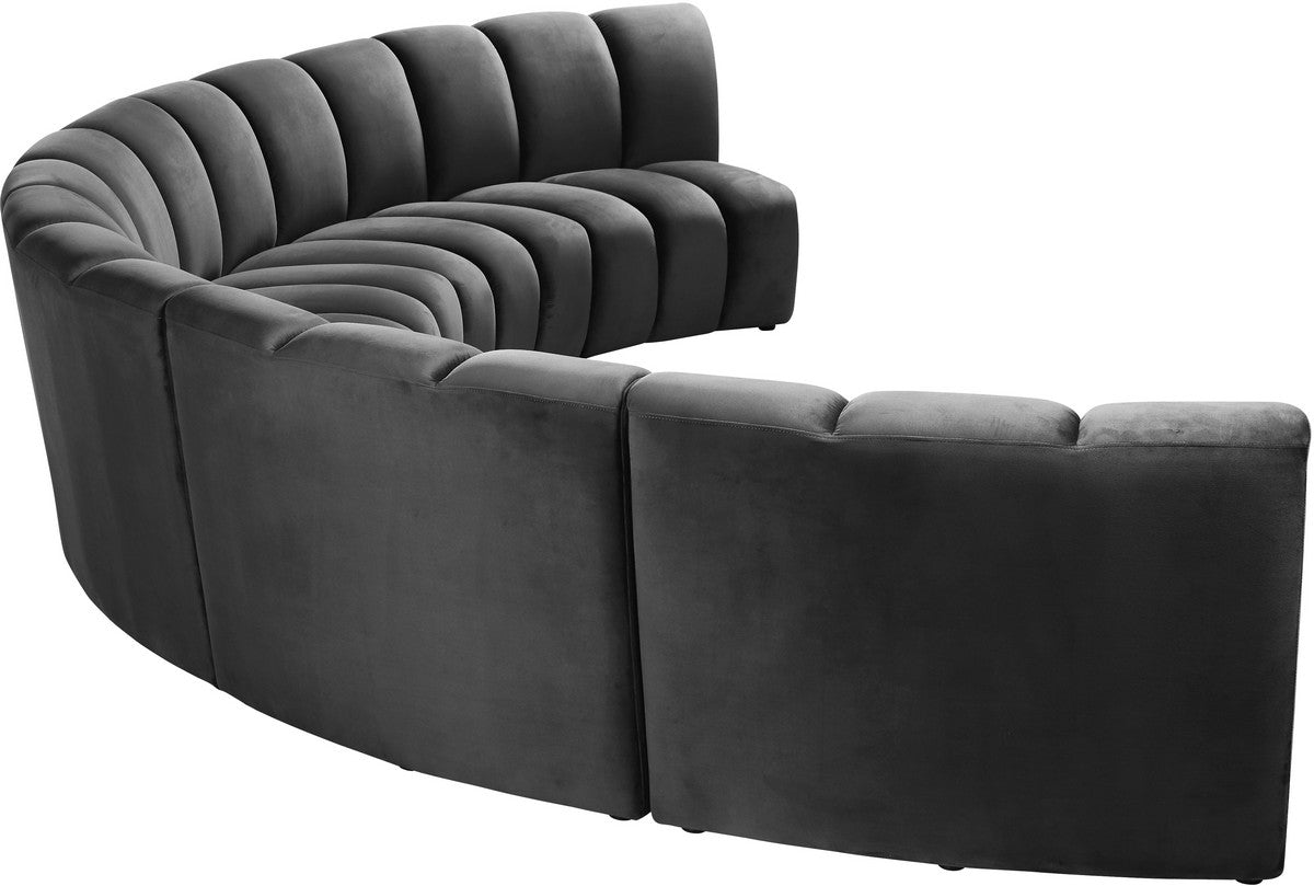 Meridian Furniture Infinity Grey Velvet 5pc. Modular Sectional