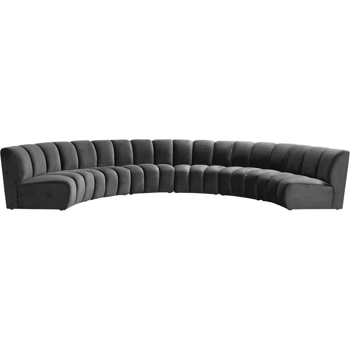 Meridian Furniture Infinity Grey Velvet 6pc. Modular SectionalMeridian Furniture - 6pc. Modular Sectional - Minimal And Modern - 1