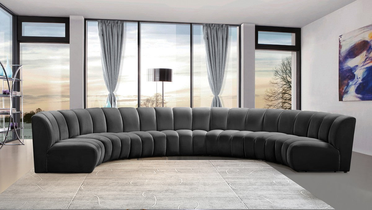 Meridian Furniture Infinity Grey Velvet 7pc. Modular Sectional