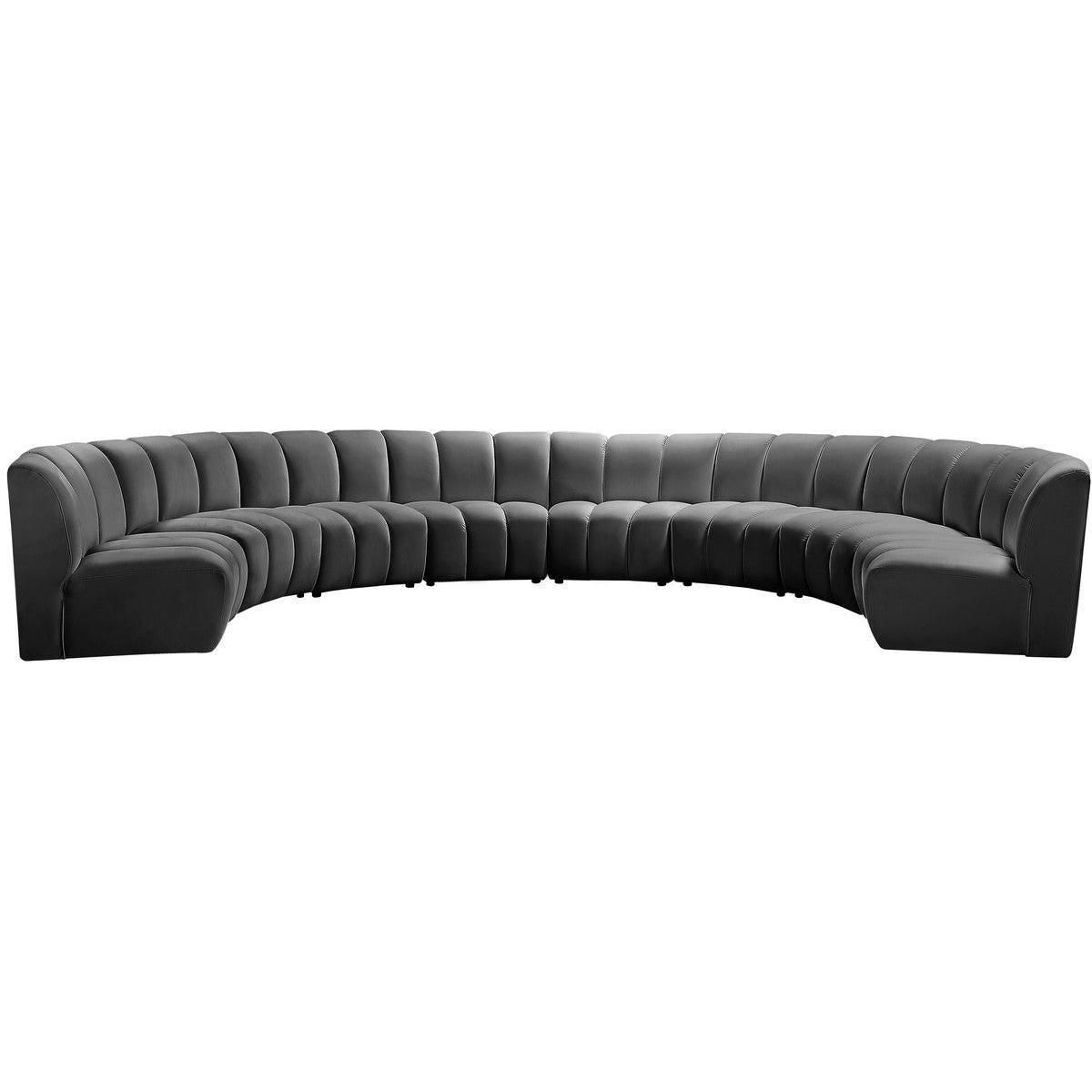 Meridian Furniture Infinity Grey Velvet 8pc. Modular SectionalMeridian Furniture - 8pc. Modular Sectional - Minimal And Modern - 1