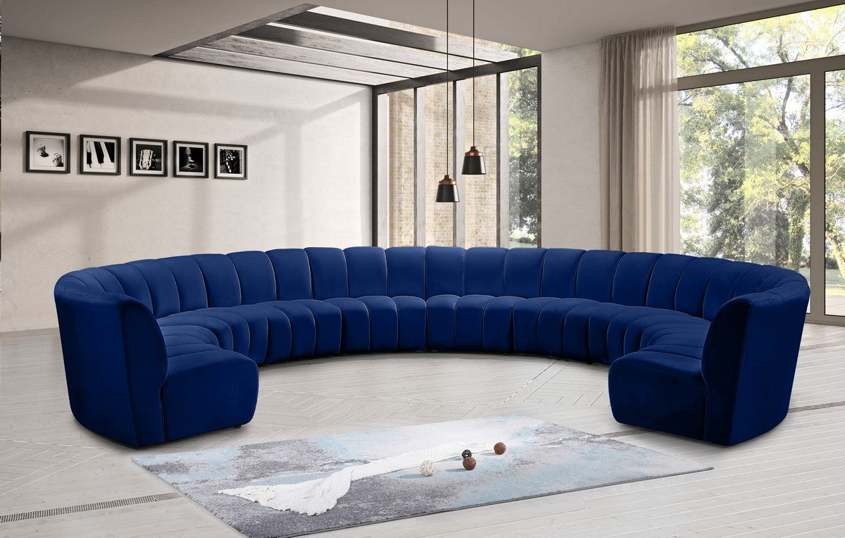 Meridian Furniture Infinity Navy Velvet 10pc. Modular Sectional