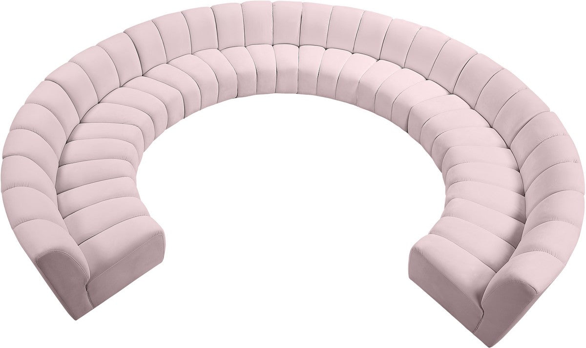 Meridian Furniture Infinity Pink Velvet 10pc. Modular Sectional