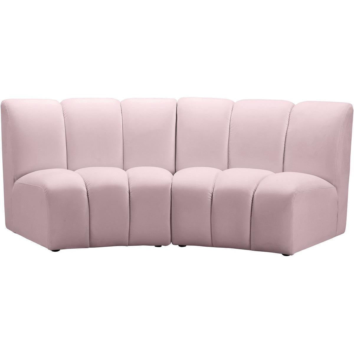 Meridian Furniture Infinity Pink Velvet 2pc. Modular SectionalMeridian Furniture - 2pc. Modular Sectional - Minimal And Modern - 1