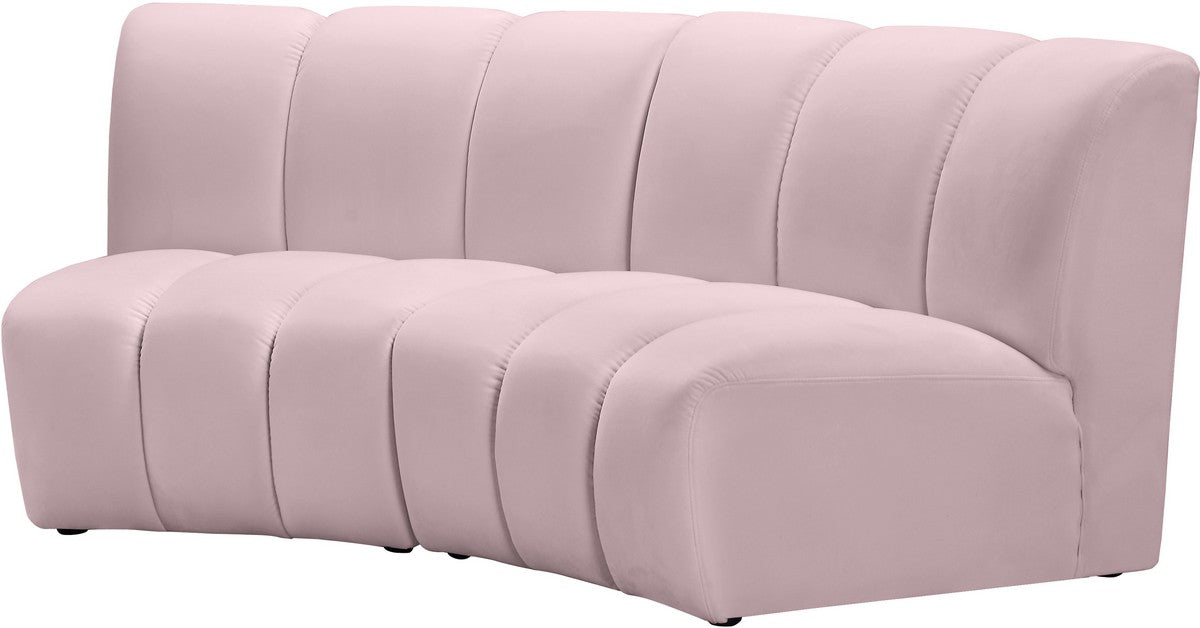 Meridian Furniture Infinity Pink Velvet 2pc. Modular Sectional