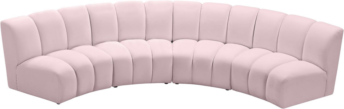 Meridian Furniture Infinity Pink Velvet 4pc. Modular Sectional