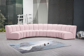 Meridian Furniture Infinity Pink Velvet 5pc. Modular Sectional