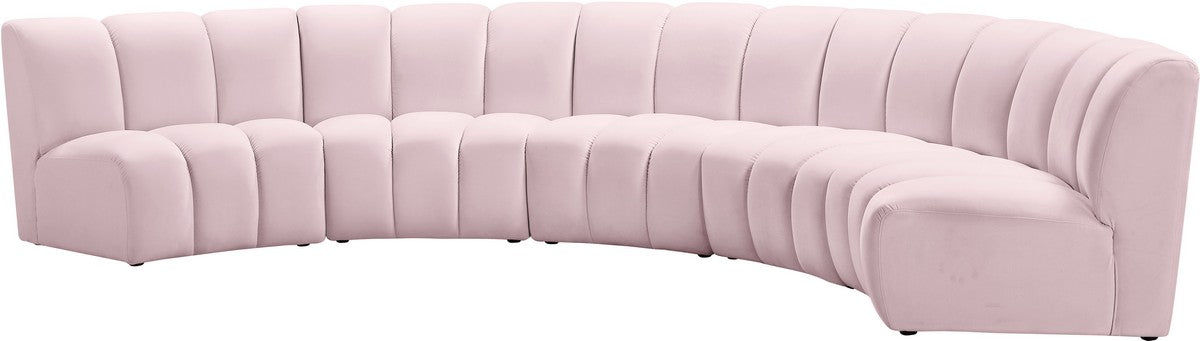 Meridian Furniture Infinity Pink Velvet 5pc. Modular Sectional