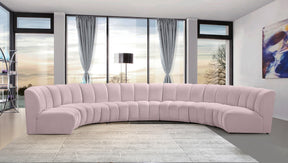 Meridian Furniture Infinity Pink Velvet 7pc. Modular Sectional