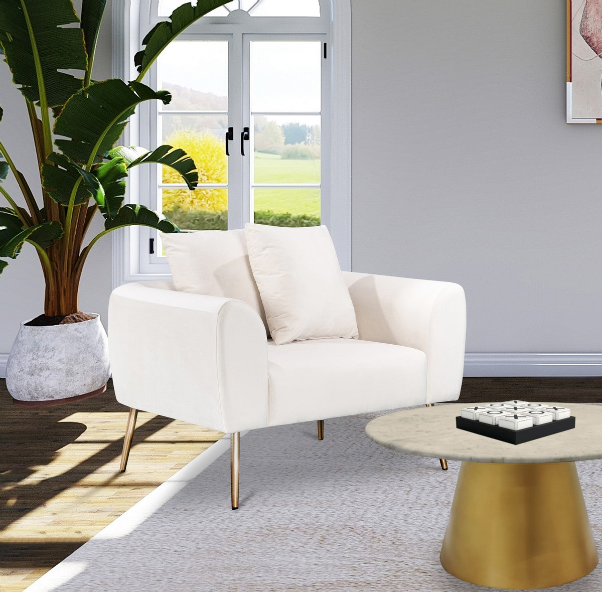 Meridian Furniture Quinn Cream Velvet Chair