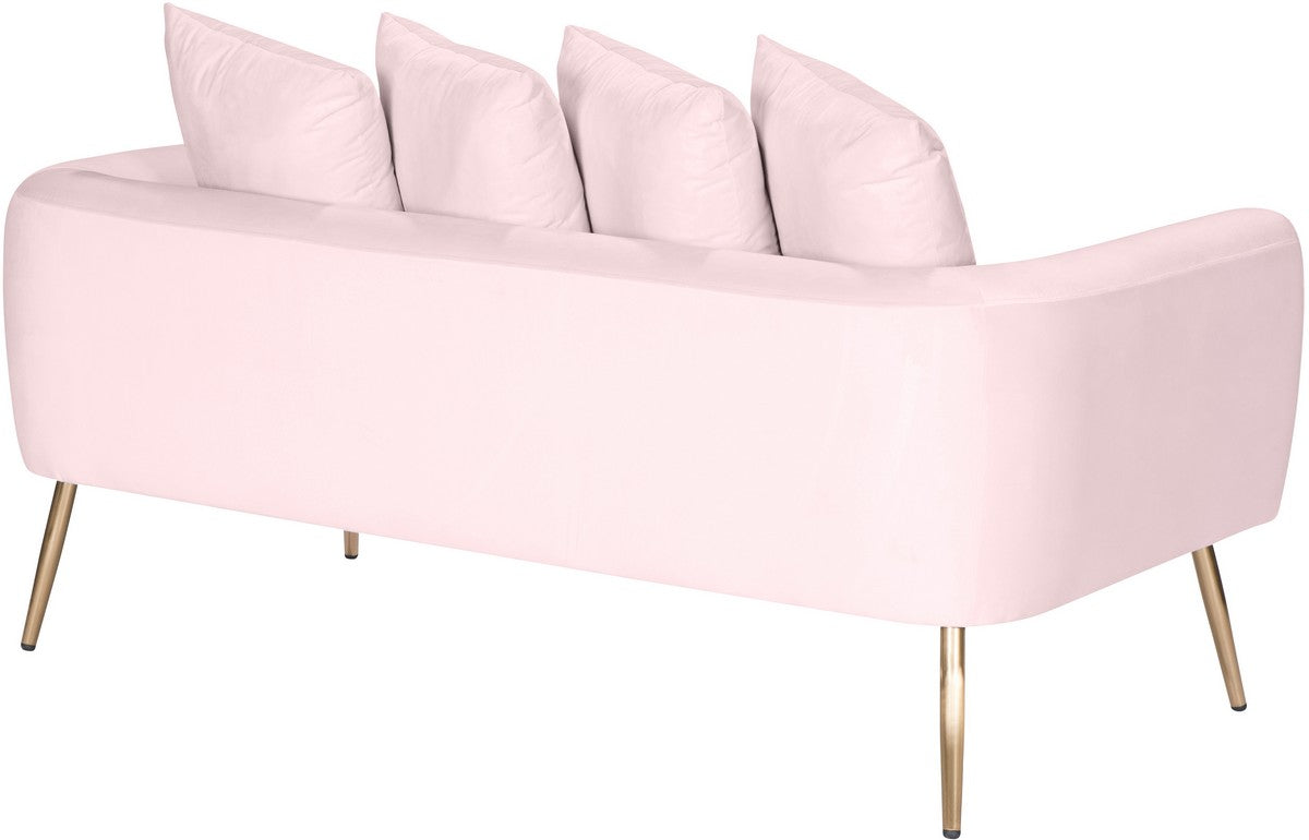 Meridian Furniture Quinn Pink Velvet Loveseat