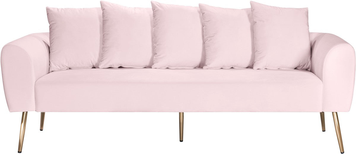 Meridian Furniture Quinn Pink Velvet Sofa