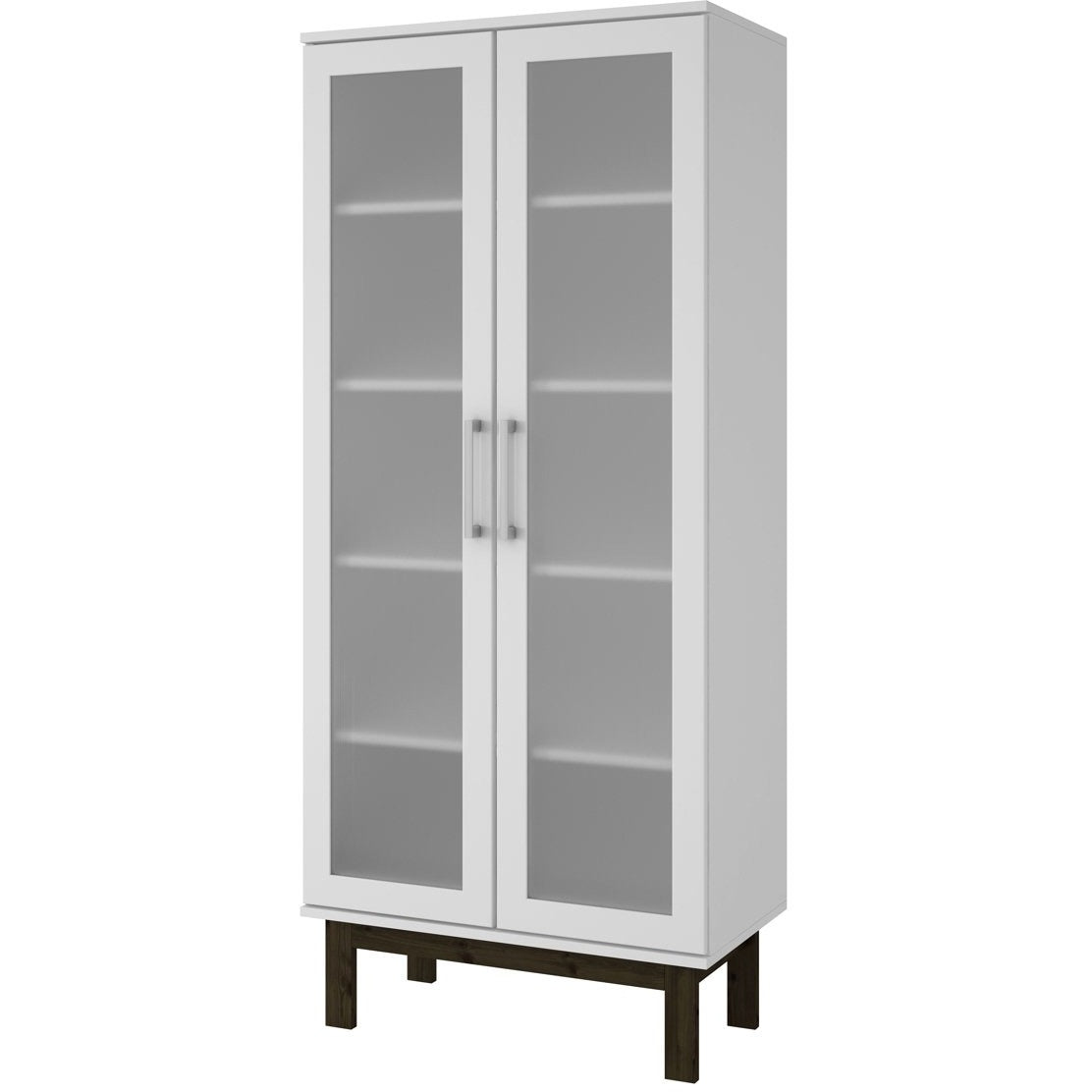 Accentuations by Manhattan Comfort Serra 2.0 - 5-Shelf Bookcase in White and Wooden Legs-Minimal & Modern