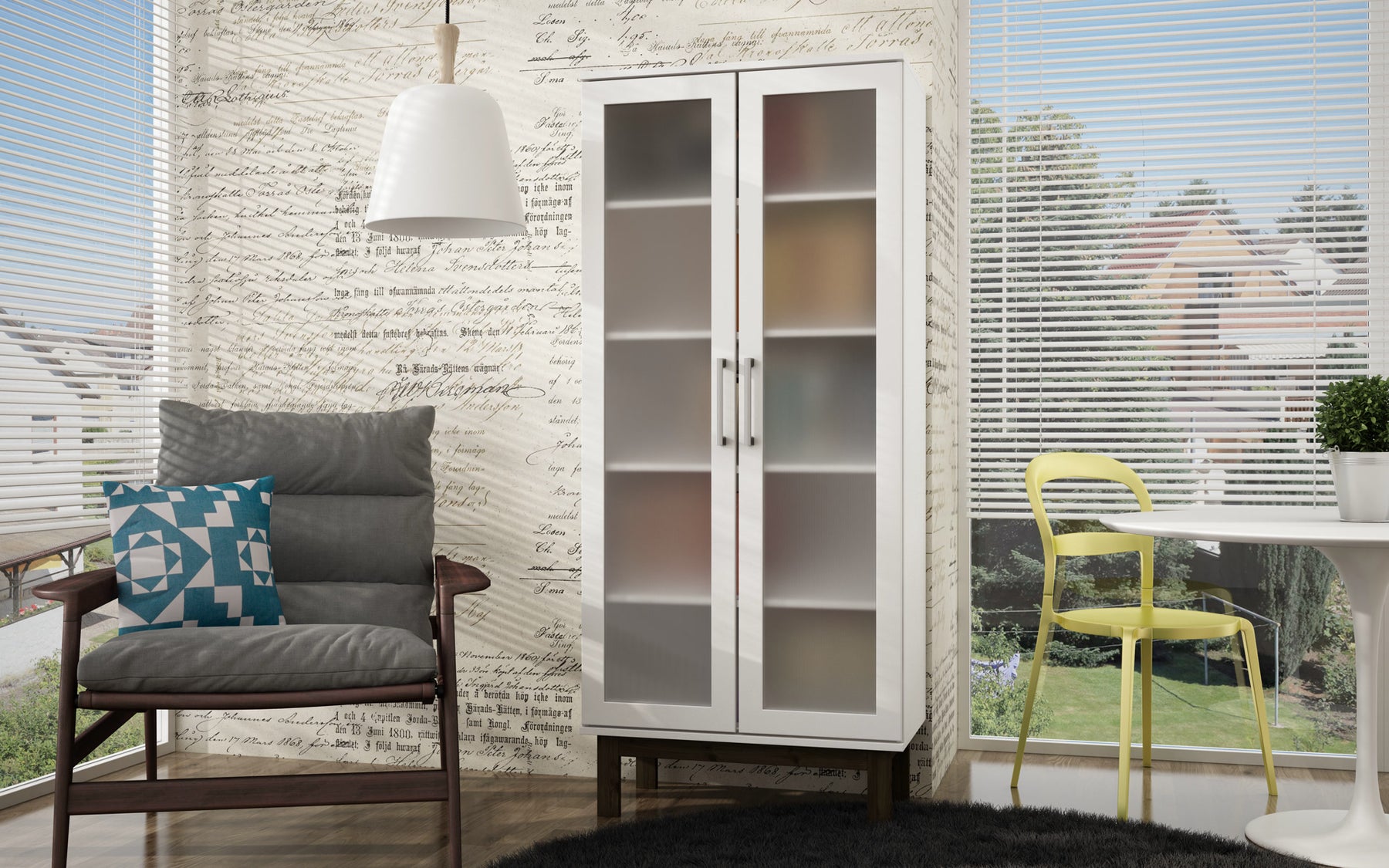 Accentuations by Manhattan Comfort Serra 2.0 - 5-Shelf Bookcase in White and Wooden Legs-Minimal & Modern