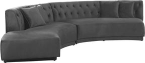 Meridian Furniture Kenzi Grey Velvet 2pc. Sectional