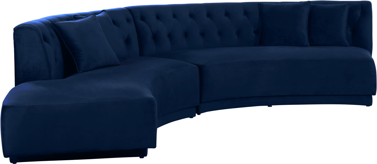 Meridian Furniture Kenzi Navy Velvet 2pc. Sectional