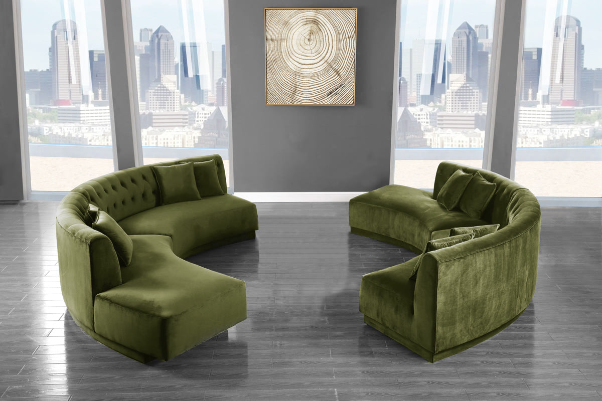 Meridian Furniture Kenzi Olive Velvet 2pc. Sectional