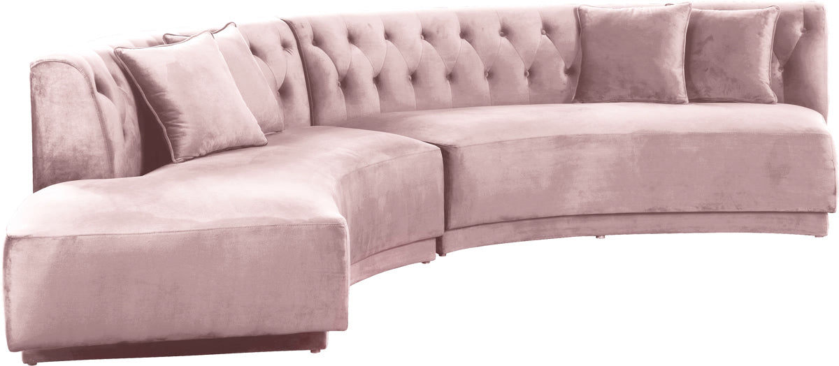 Meridian Furniture Kenzi Pink Velvet 2pc. Sectional