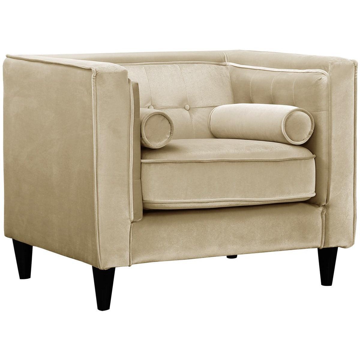 Meridian Furniture Taylor Beige Velvet ChairMeridian Furniture - Chair - Minimal And Modern - 1