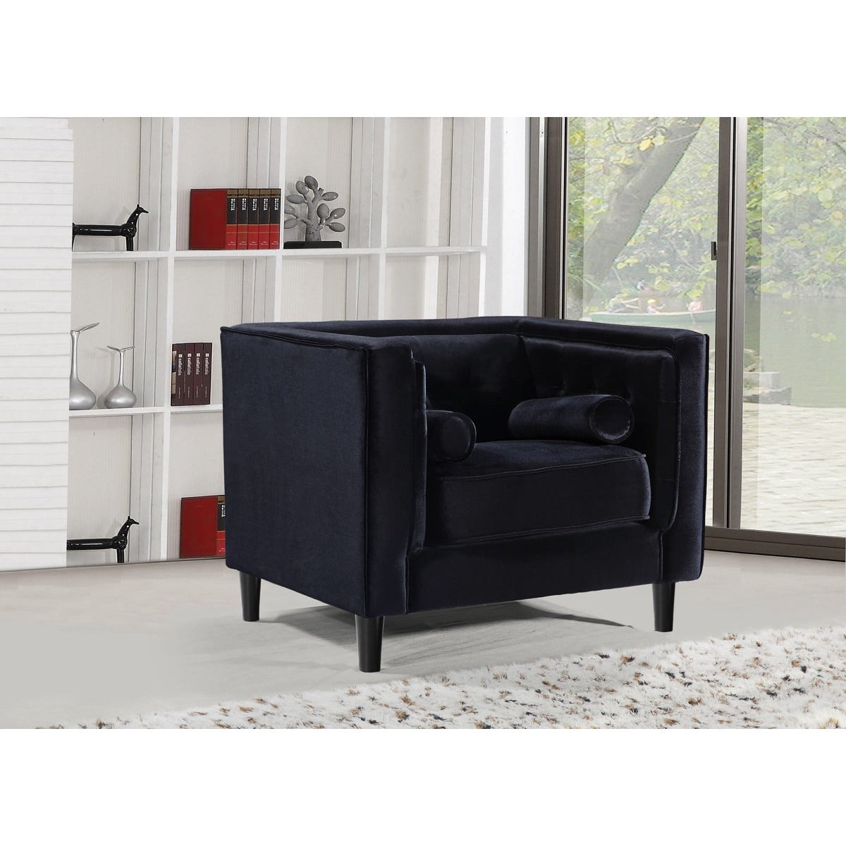 Meridian Furniture Taylor Black Velvet Chair-Minimal & Modern