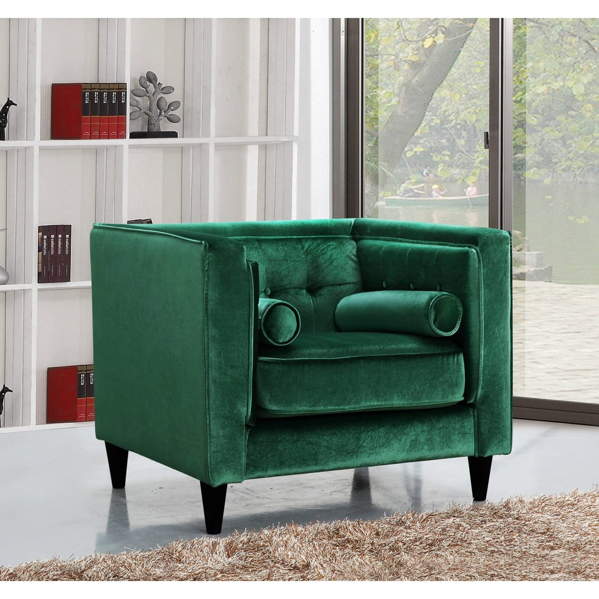 Meridian Furniture Taylor Green Velvet Chair-Minimal & Modern