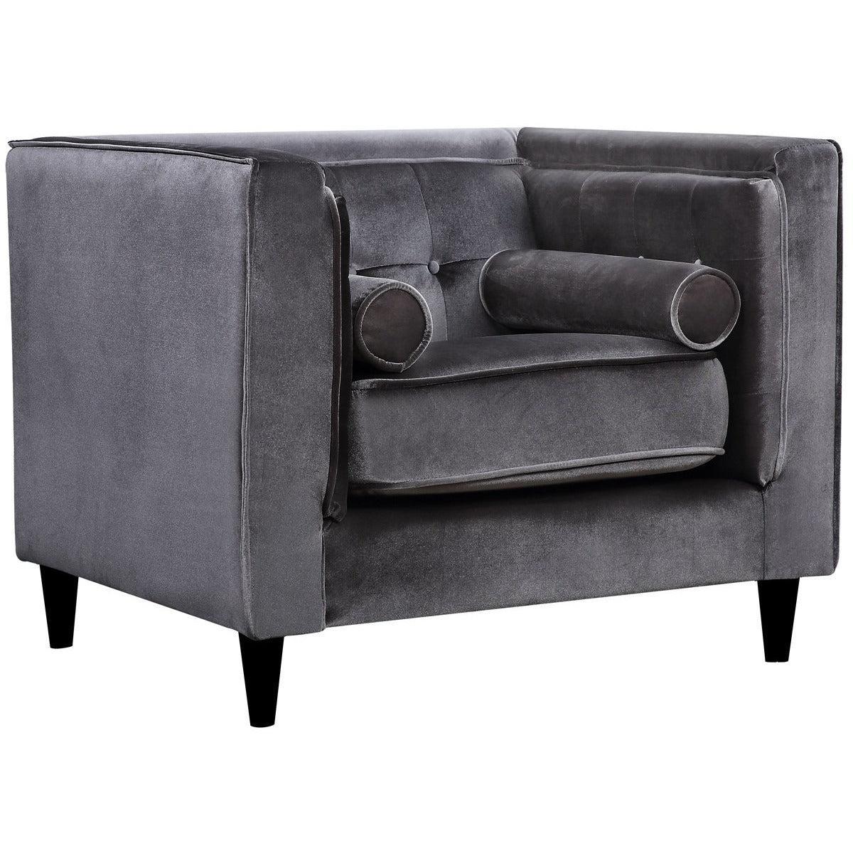 Meridian Furniture Taylor Grey Velvet ChairMeridian Furniture - Chair - Minimal And Modern - 1