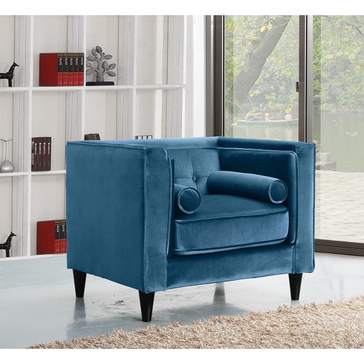 Meridian Furniture Taylor Light Blue Velvet Chair-Minimal & Modern