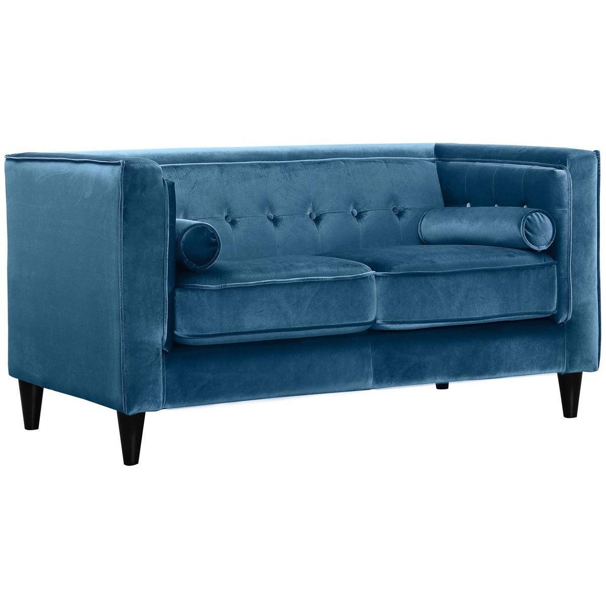 Meridian Furniture Taylor Light Blue Velvet LoveseatMeridian Furniture - Loveseat - Minimal And Modern - 1