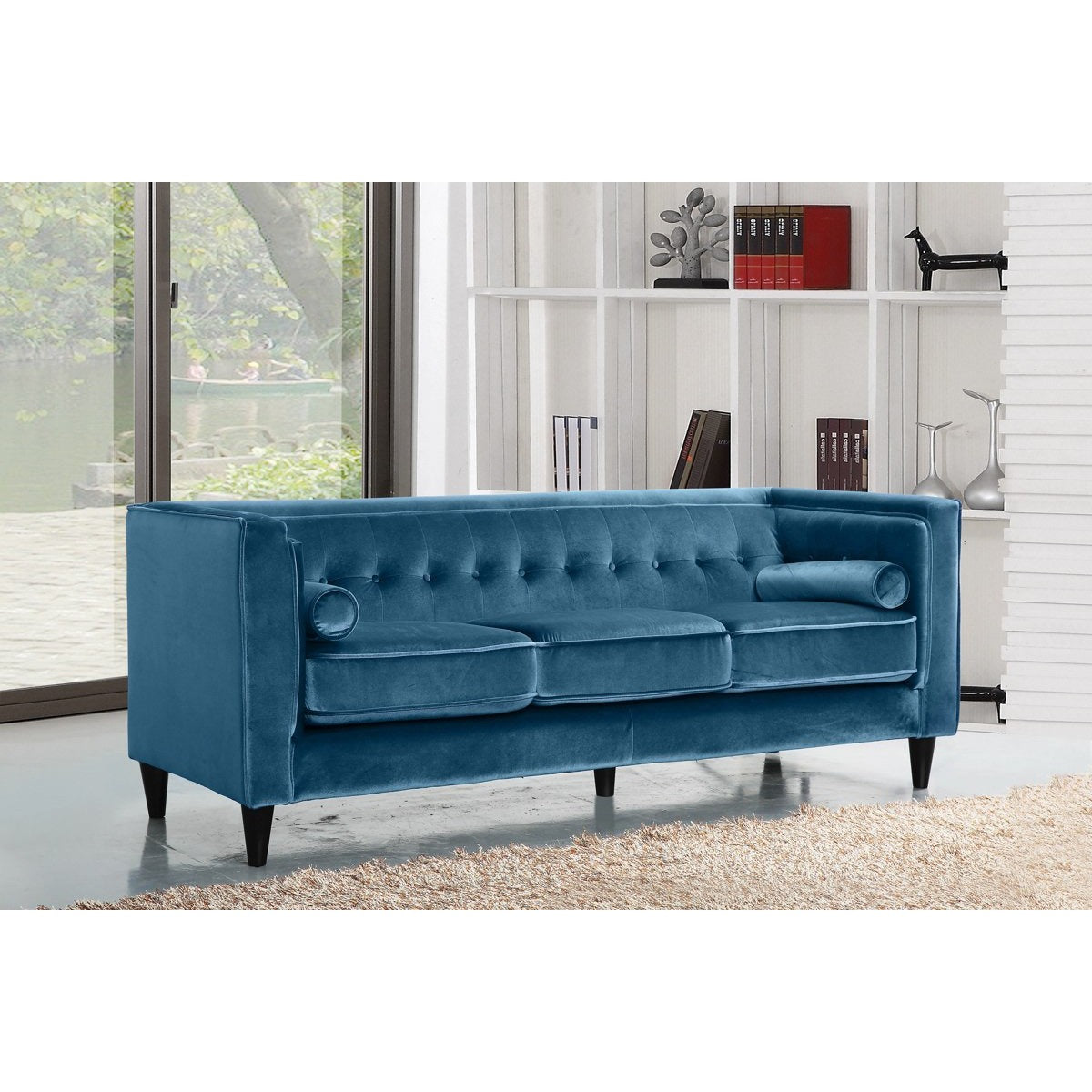 Meridian Furniture Taylor Light Blue Velvet Sofa-Minimal & Modern
