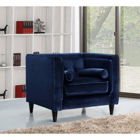 Meridian Furniture Taylor Navy Velvet Chair-Minimal & Modern